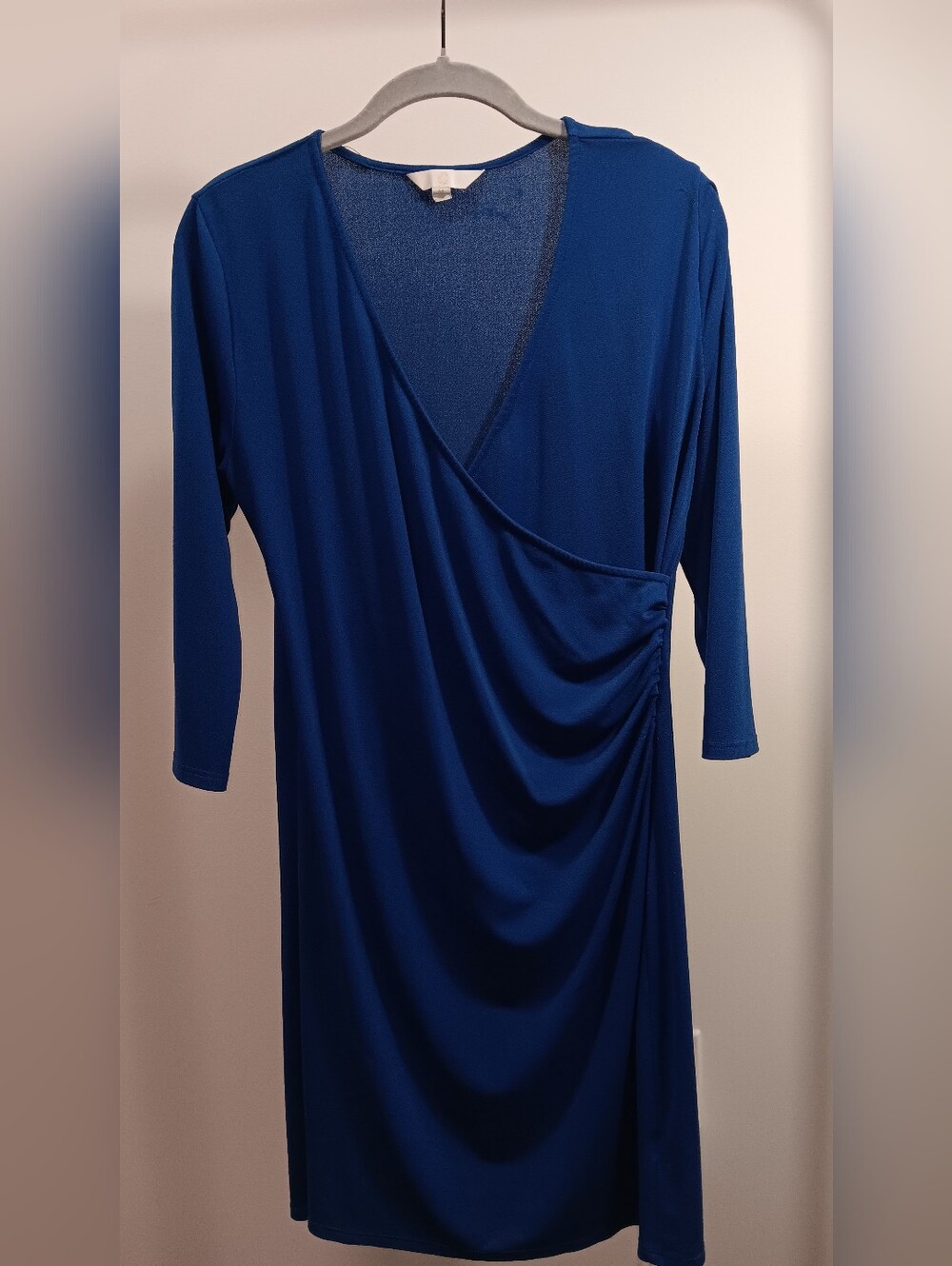 Charming Charlie Royal Blue Faux-Wrap Long Sleeve Dress